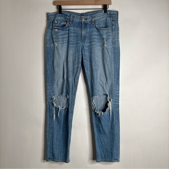 Rag & Bone Boyfriend Jean in Moss with Holes size 27 - Picture 2 of 12